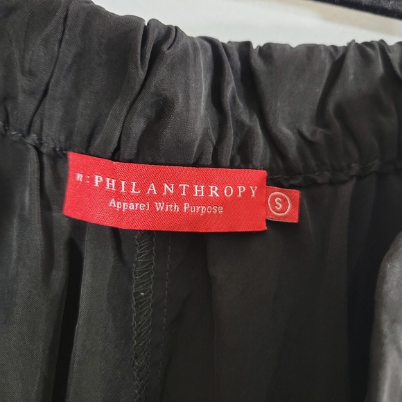 n:PHILANTHROPY black Japanese cupro pull on drawstring waist casual jogger pants - Picture 6 of 8